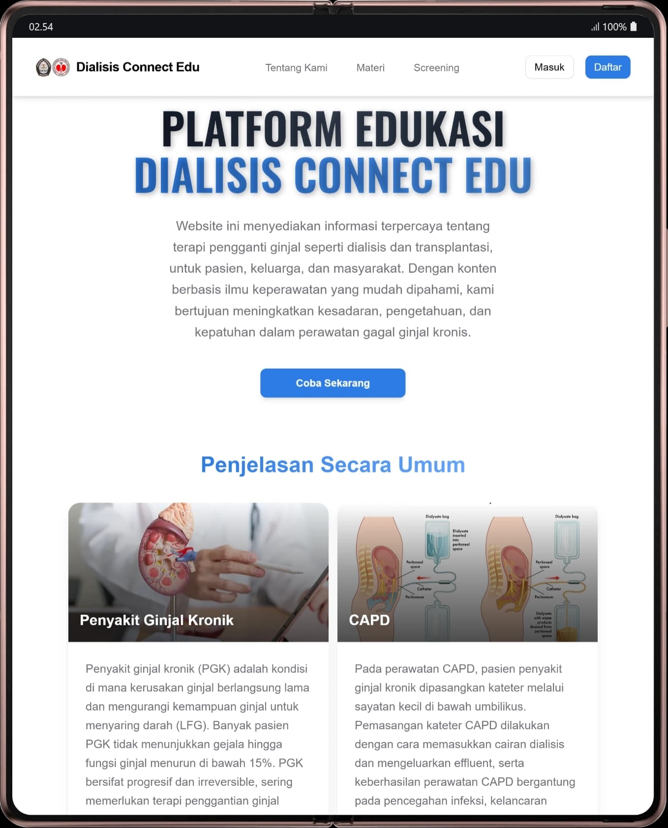 Dokumentasi antarmuka Dialisis Connect Edu