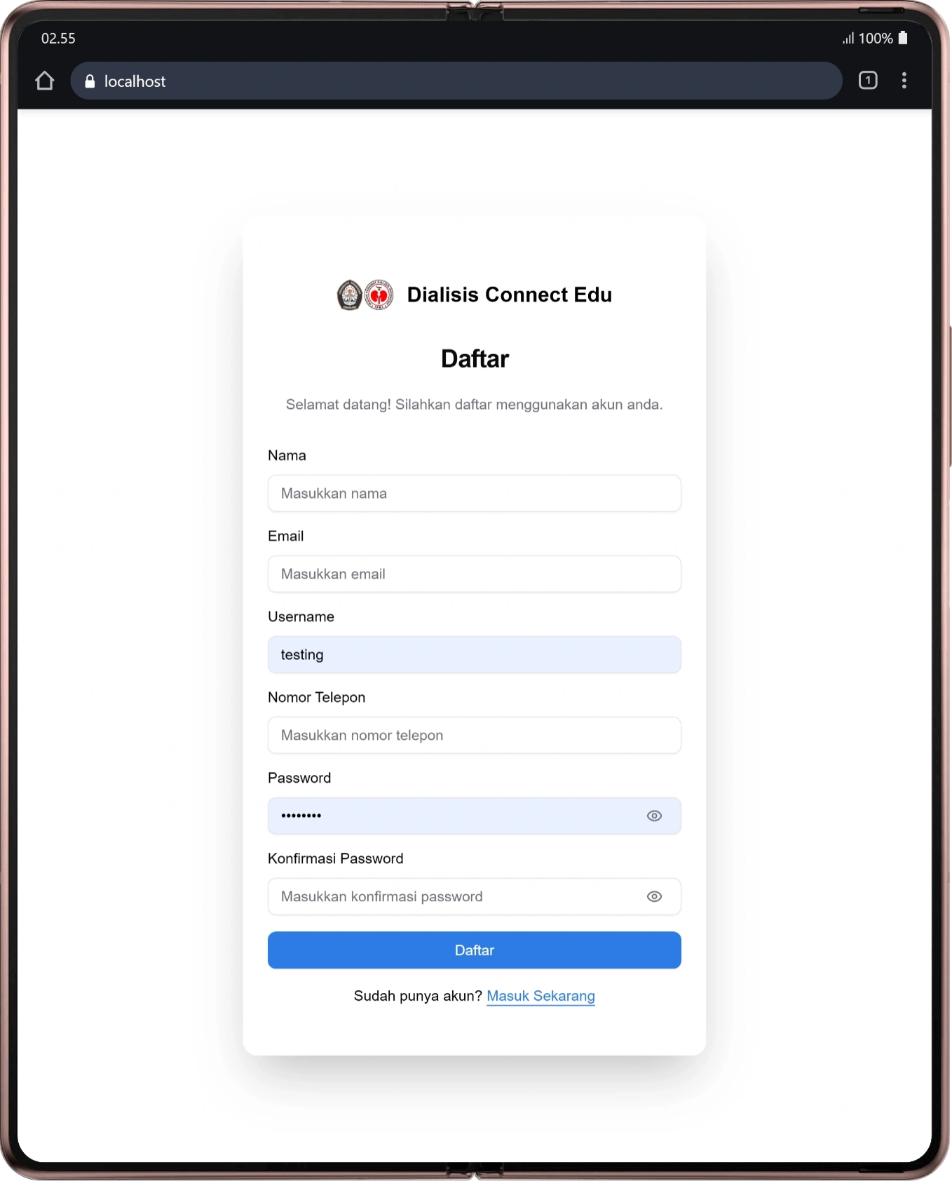 Antarmuka konten Dialisis Connect Edu